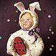 Ватная игрушка Заяц пасхальный Кролик. Елочные игрушки. nv_anis. Интернет-магазин Ярмарка Мастеров.  Фото №2