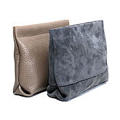 Сумки и аксессуары handmade. Livemaster - original item Grey suede cosmetic Bag organizer pocket on a flexible frame. Handmade.