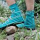 Moccasin in suede with turquoise. Moccasins. Katorina Rukodelnica HandMadeButik. Online shopping on My Livemaster.  Фото №2