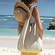 String Bag Made of Leather Bag Bag Large Leather Beige Package Shopper T-shirt, String bag, Moscow,  Фото №1