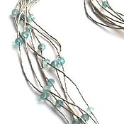 Украшения handmade. Livemaster - original item Necklace beads made of aquamarine and silver Silver rain (liquid silver). Handmade.