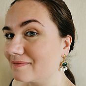 Украшения handmade. Livemaster - original item Green Pearl Earrings, Byzantine earrings with Green stone. Handmade.