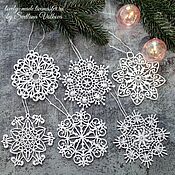 Сувениры и подарки handmade. Livemaster - original item Snowflakes set 6 pieces. Christmas decorations lace. Christmas souvenir. Handmade.