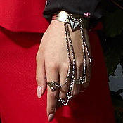 Украшения handmade. Livemaster - original item Slave bracelet with 4 rings with Swarovski. Wide bracelet. Handmade.
