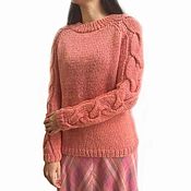 Set women's coral and pearls, Japanese openwork, 100% cotton
