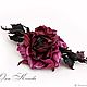 Order Rose leather Marsala and purple flower Brooch. flowersstyle (flowersstyle). Livemaster. . Brooches Фото №3