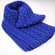 Аксессуары handmade. Livemaster - original item Scarf with braids knitted scarf for women large warm Cornflower Blue. Handmade.
