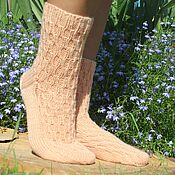 Knitted women's woolen socks with an ornament brown 37-38r