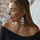 Long leather earrings Silver waterfall. Earrings. TullulaLeatherArt. Online shopping on My Livemaster.  Фото №2
