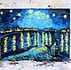 Картина маслом мини "Звездная ночь и Тардис" Ван Гог 20х15см, Картины, Электросталь,  Фото №1