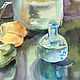 Watercolor. Painting watercolor. Still life with bottles and pepper. Pictures. ArtShipilina. My Livemaster. Фото №5