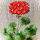 'Red geranium', an embroidered smooth painting, Pictures, Novorossiysk,  Фото №1