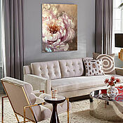 Картины и панно handmade. Livemaster - original item Stylish Interior Peony. Painting in beige interior.. Handmade.
