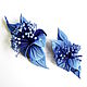 Order Elegant brooch flower made of leather blue sky blue with stamens. De-Si-Re. Livemaster. . Brooches Фото №3