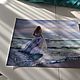 Girl and sea pastel Painting (waves light purple green). Pictures. Pastelena. Online shopping on My Livemaster.  Фото №2