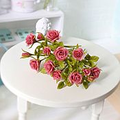 Цветы для кукол Букет роз Миниатюра из полимерной глины