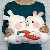 Для дома и интерьера handmade. Livemaster - original item Cuddle pillow Bunnies a gift for March 8 to a beloved girl, wife. Handmade.