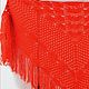 St. Red Shawl 210*90 Crocheted Triangular with Tassels #013, Shawls, Nalchik,  Фото №1