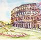 Watercolor sketch Colosseum Italy
