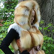Одежда handmade. Livemaster - original item Vest fur Siberian red Fox. Solid. Hooded. Handmade.