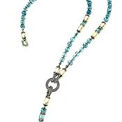 Ожерелье с подвеской Кулон из камня и бисера Кулон на цепочке