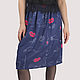 Skirt 'lips' blue MIDI with elastic band, Skirts, Moscow,  Фото №1