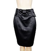 Винтаж handmade. Livemaster - original item Size 46. Charming satin skirt decorated with a bow. Handmade.