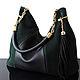 Granville Emerald Black, Hobo Leather Bag with Braided Handle, Classic Bag, Bordeaux,  Фото №1