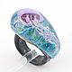 кольцо из стекла, стекло, стеклянное кольцо, кольцо с медузой, медуза, морское кольцо, кольцо в морском стиле, цвет морской волны, бирюзовый