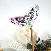 Украшения handmade. Livemaster - original item Wooden Beech Hairpin with Butterfly Moth Holography. Handmade.