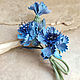 Order Flower brooch made of Cornflower leather. natalya-4 (natalya-4). Livemaster. . Brooches Фото №3