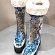 Order Boots 'Morozko' blue roses. wool gifts. Livemaster. . Felt boots Фото №3