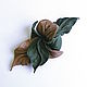 Order Tara Flower Leather Brooch Herbal Green Beige Brown. De-Si-Re. Livemaster. . Brooches Фото №3