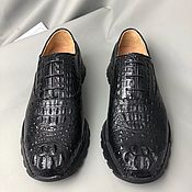 Обувь ручной работы handmade. Livemaster - original item Sneakers made of embossed crocodile skin, in black.. Handmade.