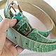 Pale green leather belt. Straps. Two Starlings. My Livemaster. Фото №4