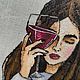 Order A picture embroidered with a cross, A girl with a glass, embroidery. Embroidery by Alena. Livemaster. . Pictures Фото №3