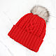 Winter knitted hat with pompom ' iris Gwenn'. Caps. marishino. My Livemaster. Фото №5