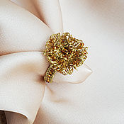 Украшения handmade. Livemaster - original item Golden Braided Sun Flower Ring, frivolite Ring. Handmade.