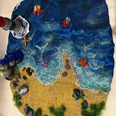 Игровой валяный коврик Море. . Куклы и игрушки ручной работы - Ярмарка Мастеров Куклы и игрушки ручной работы. Ярмарка Мастеров - ручная работа Игровой валяный коврик Море. Handmade.