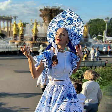Одежда ручной работы. Ярмарка Мастеров - ручная работа Костюм Гжель современный в русском стиле. Handmade.