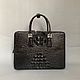 Bag-briefcase made of crocodile leather, in black, Brief case, St. Petersburg,  Фото №1