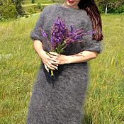 Одежда handmade. Livemaster - original item Dress down knitted women`s gray goat down warm. Handmade.