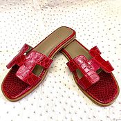 Обувь ручной работы handmade. Livemaster - original item Sandals made of genuine crocodile leather, in scarlet color!. Handmade.