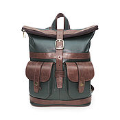 Сумки и аксессуары handmade. Livemaster - original item Backpacks: Women`s Leather Backpack Brown Green Esmi Mod. R. 32-132-1. Handmade.