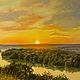 Картина река, холст, масло, 50х70 см. Закат над р.Окой. Картины. 'Живая палитра' Ольги Тикуновой. Ярмарка Мастеров.  Фото №4