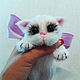 kitten, white kitten, knitted soft toy gift, Stuffed Toys, Nevinnomyssk,  Фото №1