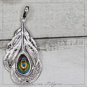 Украшения handmade. Livemaster - original item Finift Feather pendant, 999 silver. Handmade.