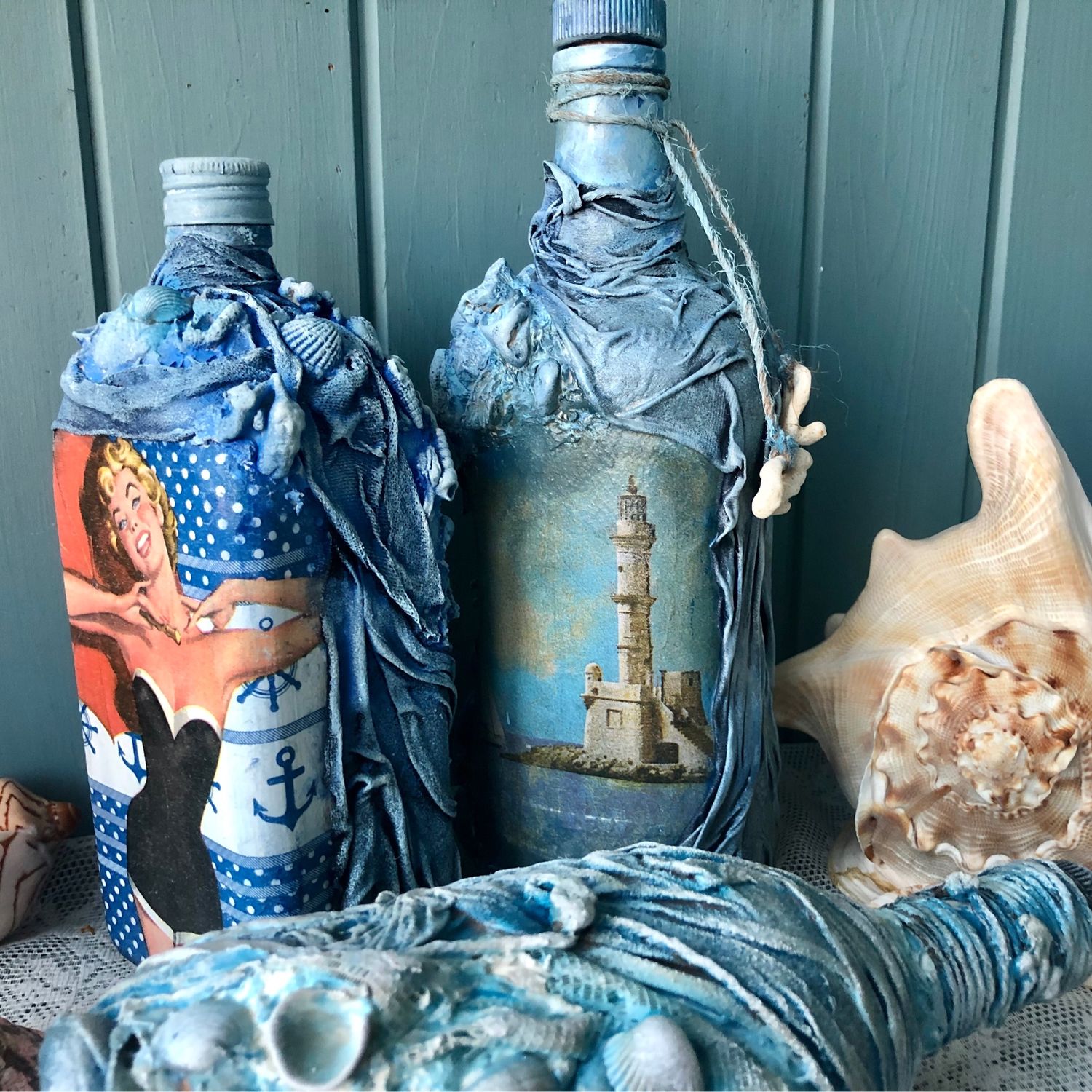 Оформление бутылки в морском стиле Романтика моря