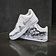 Кроссовки белые,кастом кроссовок Nike Air Force,Горгона,ручная роспись. Кроссовки. Olgavolgoart. Роспись одежды и обуви. Кастом. Ярмарка Мастеров.  Фото №4