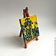 Irises on canvas. Job posted on mini easel. Decoupage. Handmade. Alan Azarov Market Masters.